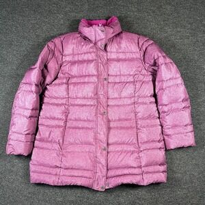 Lands End Down Puffer Coat Women XL Pink Lightweight **Missing Hood